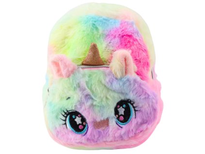 Detský plyšový batoh s jednorožcom, dúhový, farebný, 20 cm, 3 l