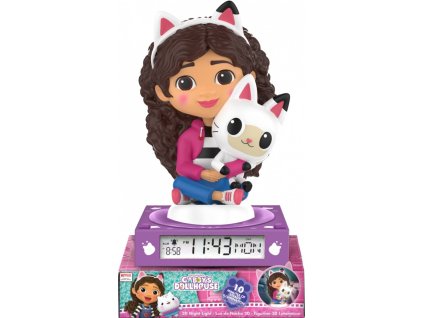 3D lampa s budíkom mačací domček Gabi