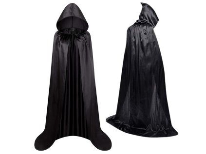 Karnevalová pláštenka s kapucňou Halloween čierna 180 cm