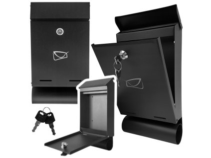 Poštová schránka na listy a noviny, čierna pozinkovaná oceľ, 32,5 x 22,5 x 9,5 cm