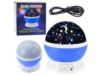 360° otočné hviezdne projektorové LED nočné svetlo modré