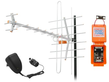 4396# Smerová TV anténa dvb-t mux1238 akt/h+v uhf horizontálna + vhf vertikálna aktívna zostava q100