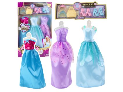 Súprava šiat pre bábiky Anlili, topánok, kabelky, koruniek a doplnkov, 9 ks.