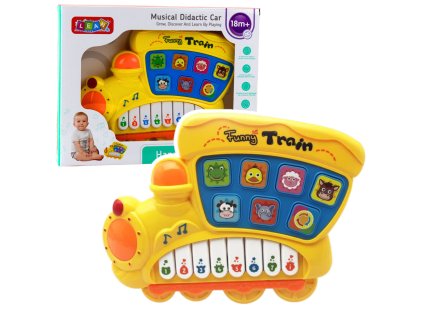 Elektrické vzdelávacie piano pre batoľatá, lokomotíva, žltá