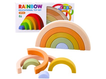 Dúhové puzzle pre batoľatá, pastelové gumené kocky, 5 ks.