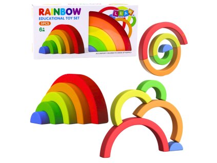 Dúhové puzzle pre batoľatá, farebné gumené kocky, 5 ks.