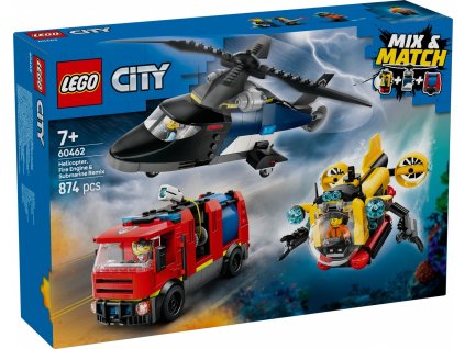 Sada City Bricks 60462 vrtuľník, hasičské auto a čln