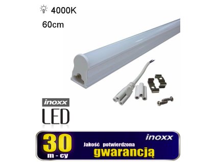 swietlowka led liniowa t5 60cm 8w neutralna 4000k lampa natynkowa zintegrowana z oprawa inoxx 60t5k4000 fs i691
