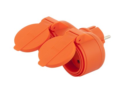 9284# Rozbočovač R-270P 2GN IP44 s okrúhlymi zásuvkami oranžový