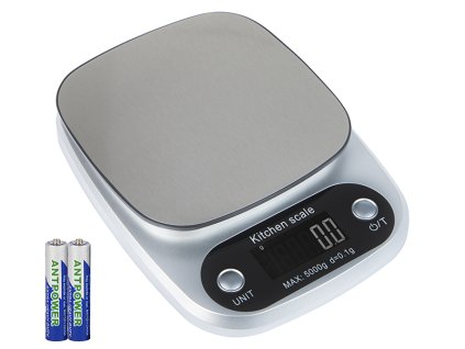44-088# $strieborná kuchynská váha 5 kg