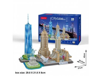 3D puzzle s čiarou mesta New York