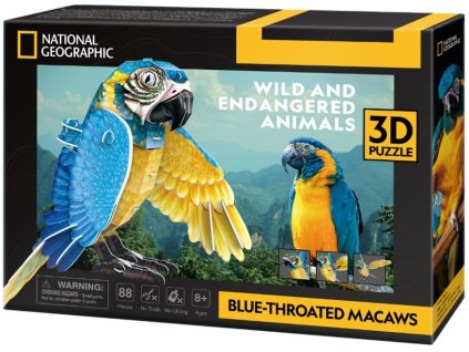 3D puzzle 88 dielikov Zafírový papagáj