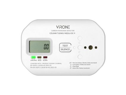 Senzor oxidu uhoľnatého napájaný batériami, 2xAA, životnosť senzora 10 rokov