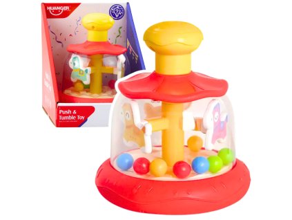 Interaktívny kolotoč s loptičkami pre batoľatá červený