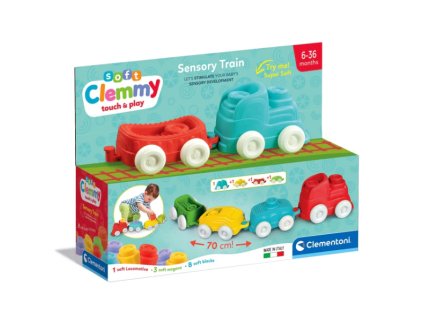 Clemmy Farebné senzorické vláčiky Lokomotívy Kocky 70 cm Clementoni 17961