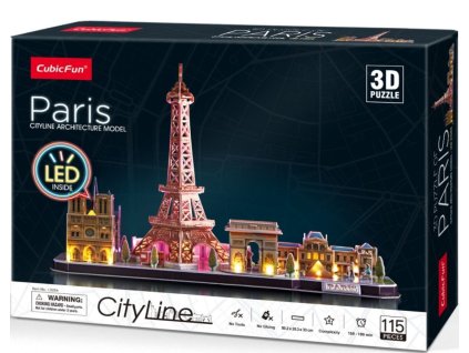 3D puzzle s LED mestskou čiarou Paríž