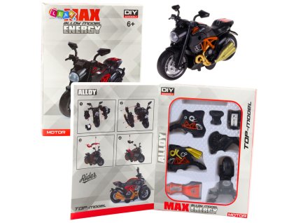 Motocykel na zostavenie skrutkovací kov 1:14 svojpomocne čierno-oranžový