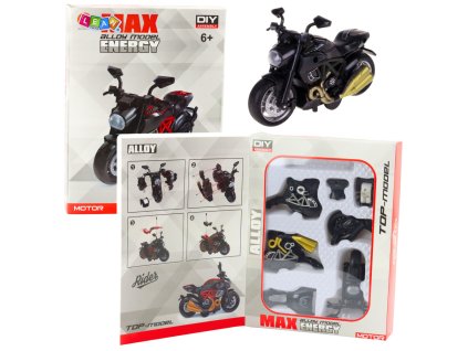 Montáž motocykla skrutkovací kov 1:14 DIY čierno-zlaté prvky