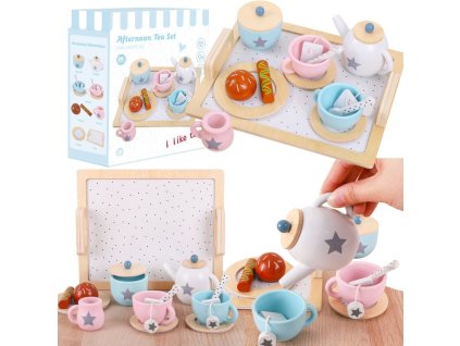 Drevená súprava na kávu a čaj, malé domáce spotrebiče, sušienky