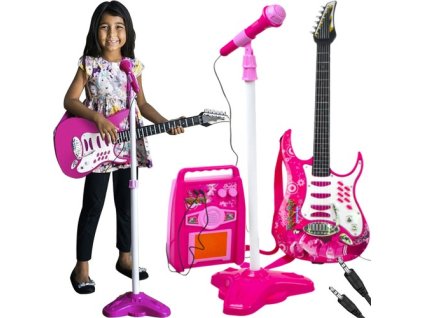 Gitara + mikrofón + zosilňovač ružová 22407