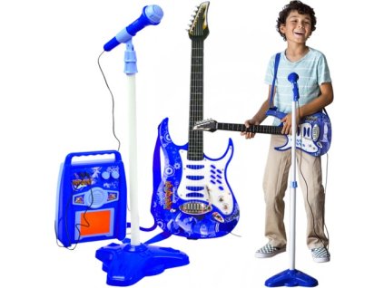 Elektrická gitara + mikrofón + zosilňovač modrý 22409