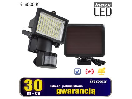 lampa solarna naswietlacz led 100 diod smd z czujnikiem ruchu i zmierzchu inoxx sfl100led 6000k fs i818