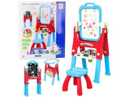 Vzdelávacia tabuľa 5 v 1 so stoličkou, multifunkčné príslušenstvo, modrá