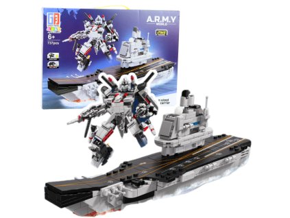 Stavebné tehly Lodná lietadlová loď Robot 2v1 737 ks.