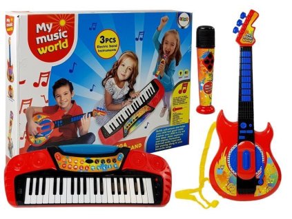 Hudobná sada 3 v 1, gitara, klávesy, mikrofón