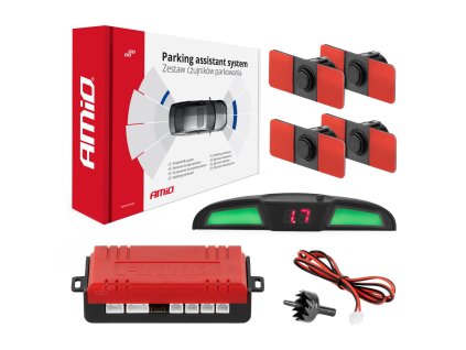 Sada cúvacích parkovacích senzorov LED COB, 4 senzory, čierna, interná, 16,5 mm, amio-02285