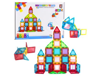 3D magnetické stavebné puzzle, farebné, 45 dielikov.