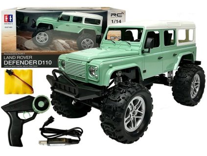 Diaľkovo ovládané auto Land Rover Defender D110 R/C zelené 7,5 km/h 1:14 2,4G