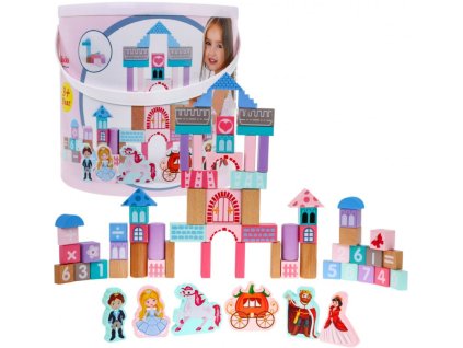 Sada drevených kociek v kýbliku pre dievčatá