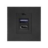 NOEN USB x 2 – typ A + C, modulárny duálny port 45x45 mm s USB nabíjačkou, 2,1 A 5 V DC, čierny