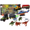 Sada vozidiel s dinosaurami a vrtuľníkom, 6 kusov, farebná