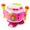 Detský bubnový hudobný interaktívny svetelný zvuk ružový