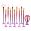 Sada štetcov na make-up s motívom morskej panny, fialovo-ružová, 8 ks.