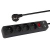 98-778# Predlžovací napájací kábel pr-470wsp/usb 4-zásuvkový + USB s uzemnením + vypínač 3m čierny 3x1,5 mm