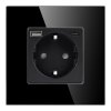Jednozásuvka 2P+Z, Schuko, USB-A + USB-C, výstup 5VDC max. 3A, čierna