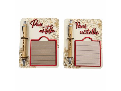 Drevená tabuľka s bločkom a perom