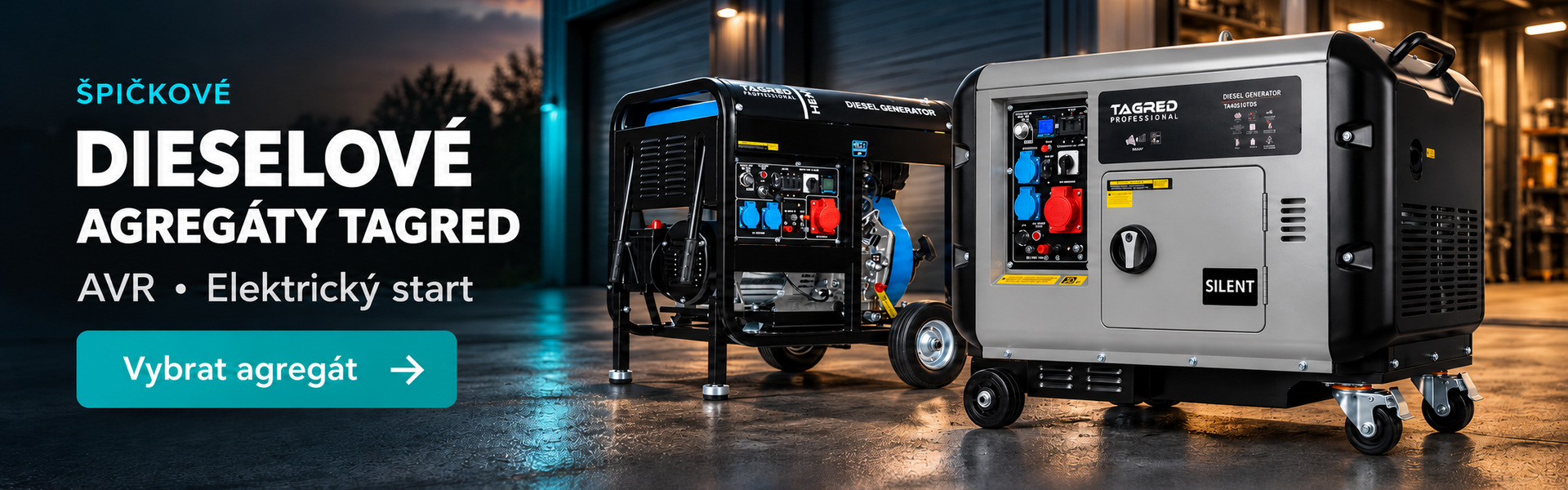 Diesel PROFI elektrocentrála 10300W s AVR, výstup 230/400V a kolečka pouze na TOMIDO.CZ