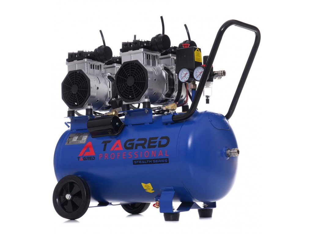 Bezolejový kompresor 50l 2x1100W, 10 barů, Tagred TA385