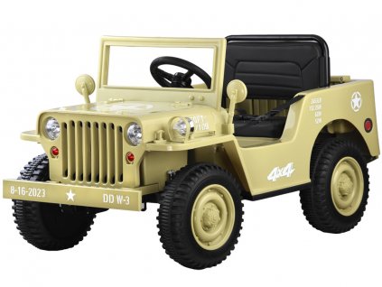 Dětský elektrický vojenský jeep willys SMALL 4x4 béžový 1