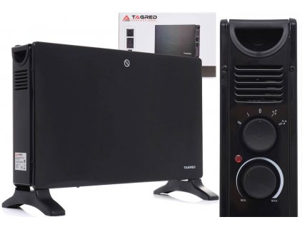 Elektrický konvektor s termostatem 2000W, TURBO vzduchu, černý TA940B 1