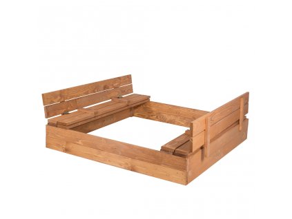Tomido Dětské dřevěné pískoviště s lavičkami 150x150cm 1
