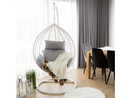 Zahradní houpací závěsné křeslo z technorattanu Fabien White PATIO 1
