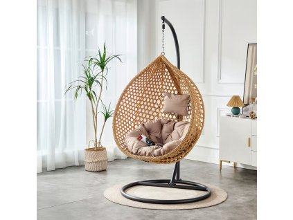 Zahradní houpací závěsné křeslo z technorattanu Francis Beige PATIO 1