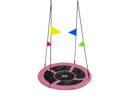 k16145 aga zavesny houpaci kruh 90 cm ruzovy s vlajkami 1