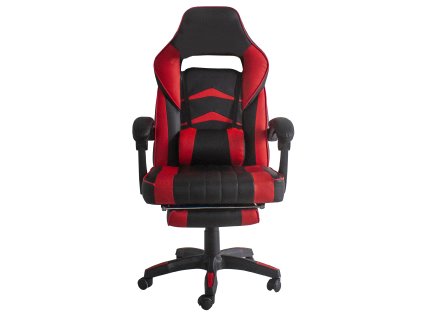 Aga Kancelářská židle Opěrka nohou, Černo-Červená, syntetická kůže/plast, výška 128 cm, šířka 62 cm