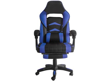 Aga Kancelářská židle s podnožkou, černá/modrá, syntetická kůže/plast, výška sedadla 46-56 cm, šířka 62 cm